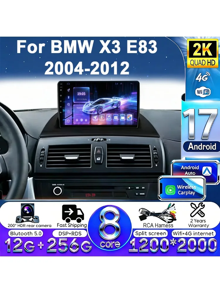 Android 17 autoradio voor BMW X3 E83 2004-2012 multimediaspeler GPS draadloze Carplay navigatiescherm monitor head unit stereo - afbeelding 2