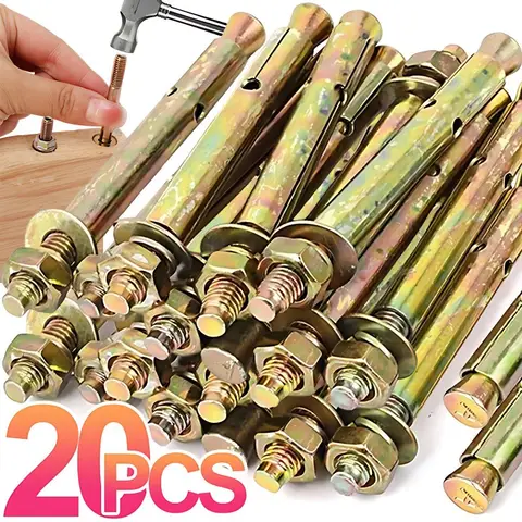 20/1PCS Heavy Duty Expansion Bolt Anchor Plasterboard Carbon Steel Plated Fix Bolts M6 Sleeve Wall Anchor for Concrete Hardware