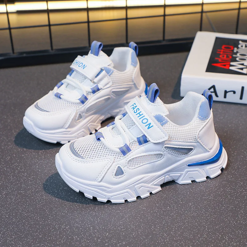 Spring Summer Children Low-top White Shoes Kids Breathable Slip-on Sports Shoe Boy Girl Soft-soled Dad Shoe Running Casual Shoe