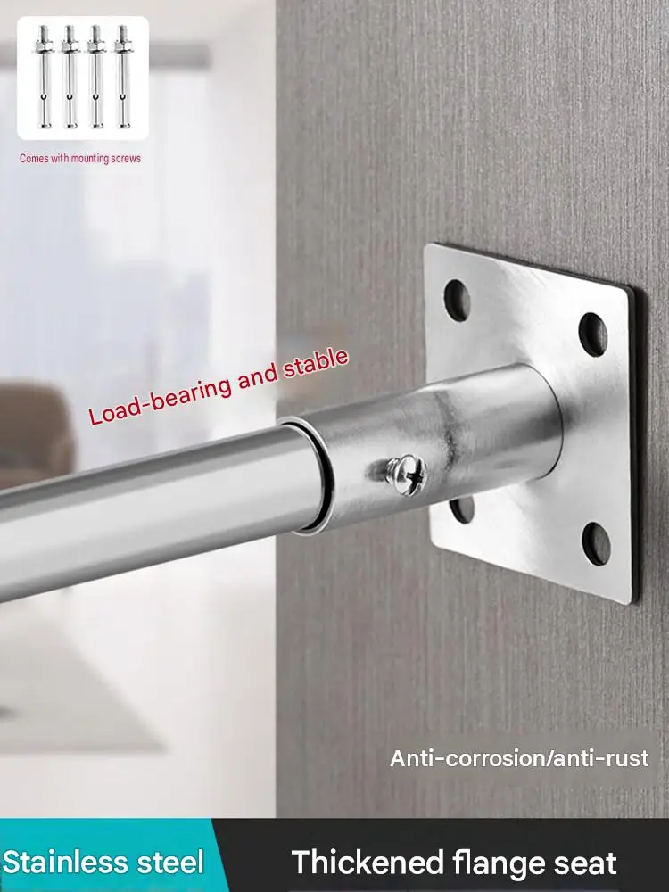 Stainless Steel Flange Base Heavy Duty Round Tube Bracket with Expansion Screws for Clothes Rod, Fits 19mm22mm25mm32mm