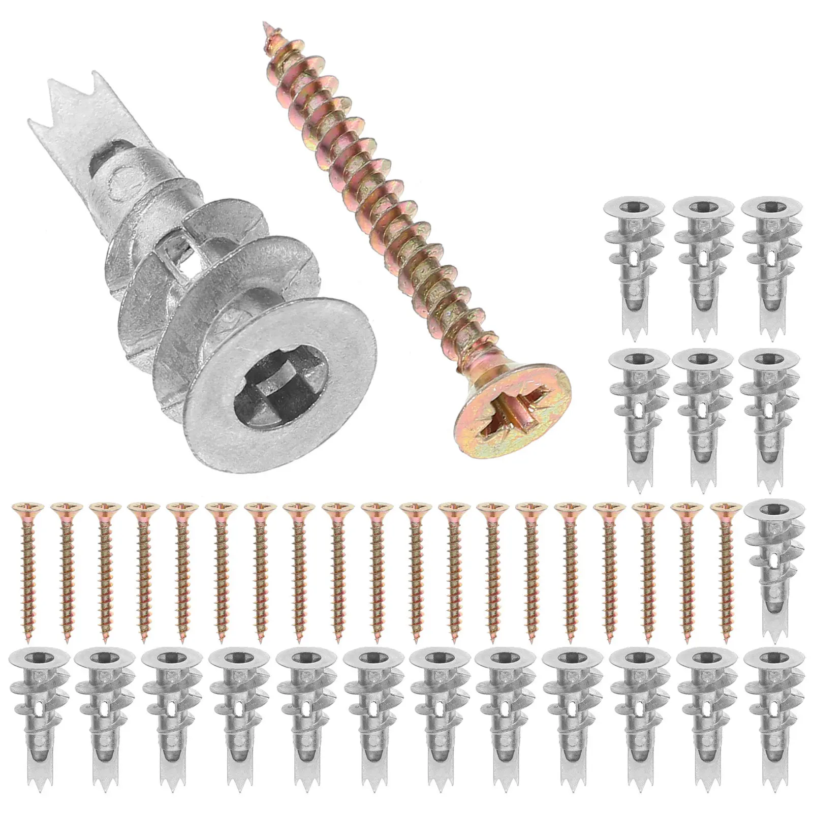

20Sets Heavy Duty Spiral Drywall Anchors for Wall Mounting Bathroom Kitchen Zinc Alloy Screw and Anchor Set Hollow Wall Anchors