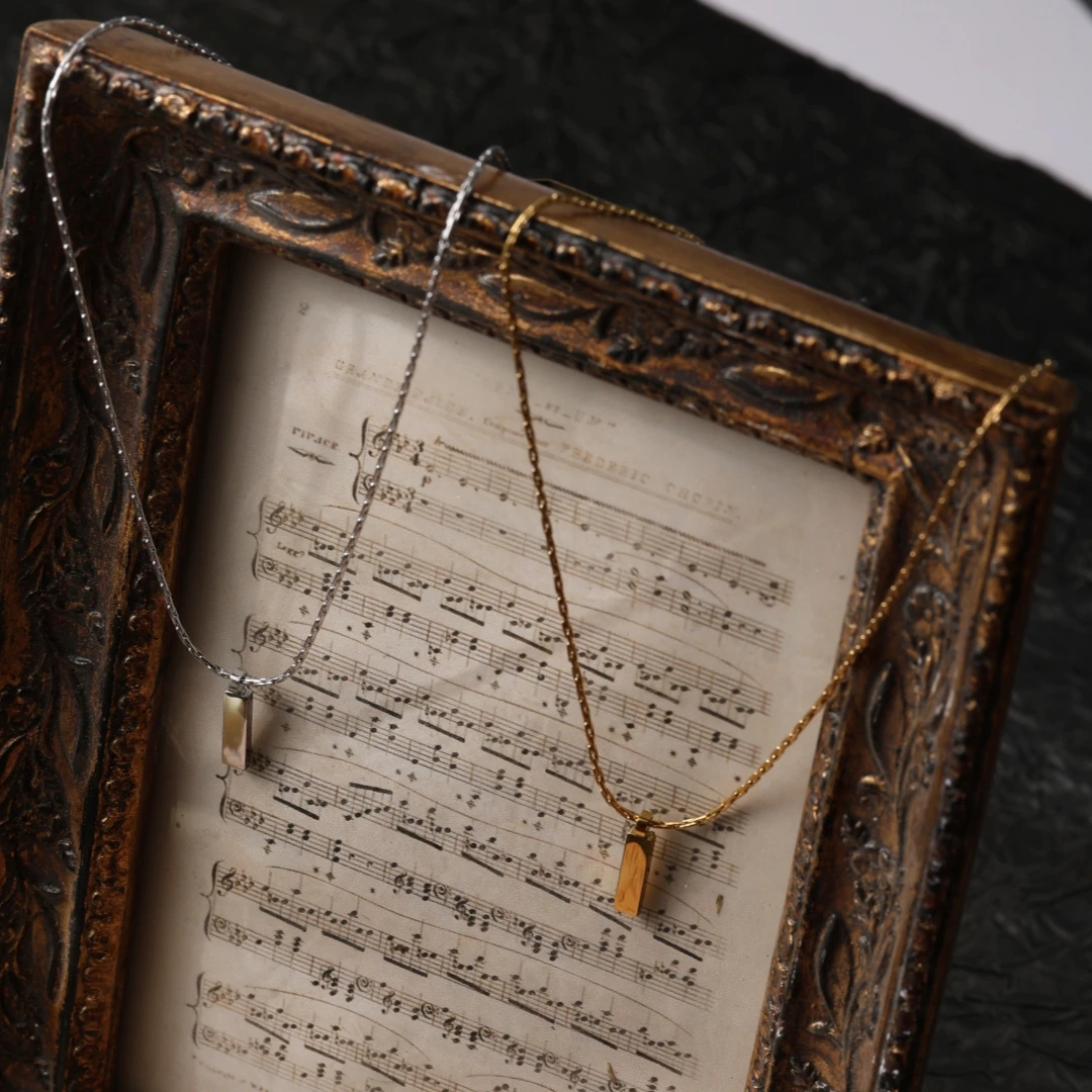 ZHENL 18K vergoldete Edelstahl-Boxkette Halskette für Herren 58cm Minimalistischer rechteckiger Stabanhänger Herren-Punk-Schmuck Geschenk – Detail 7