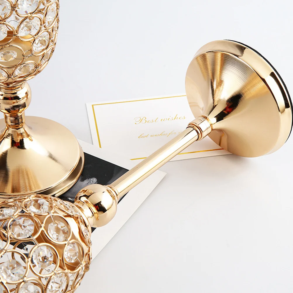 

Crystal Holder For Pillar Candles Table Centerpiece Wedding Christmas Thanksgiving Party Decor Gold Tall Stand