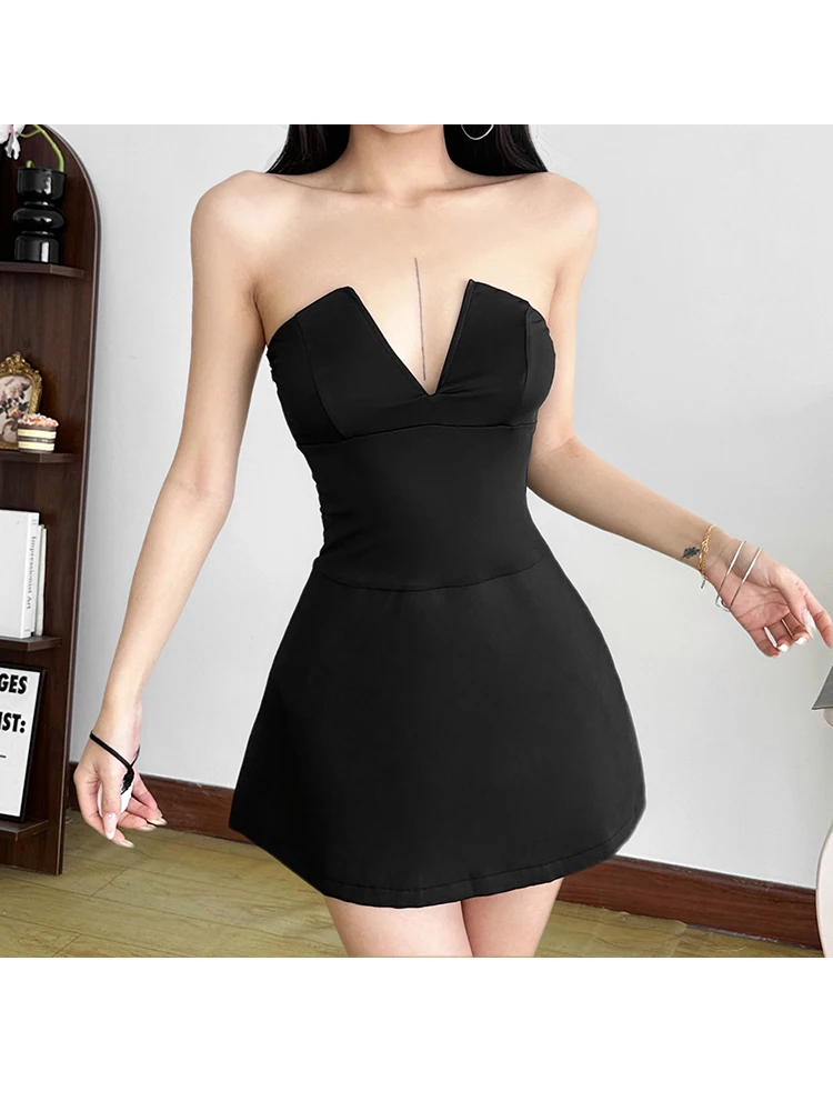 Ele ort Dr Mujer Slim Fit Cintura recortada Strapl V-Ne Dr Sli Ladylike Poliéster Spandex Verano Dr