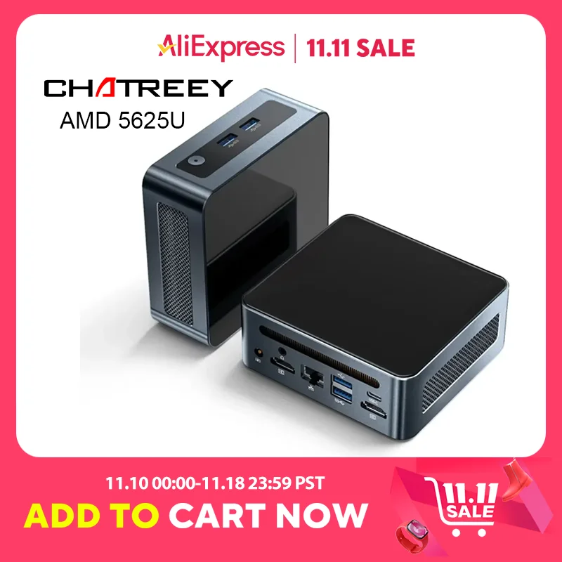 Chatreey AN2P Mini PC AMD Ryzen 5 5625U 3550H Gaming Desktop Computer M.2 NVME SSD 2xDDR4 Slot WIFI6