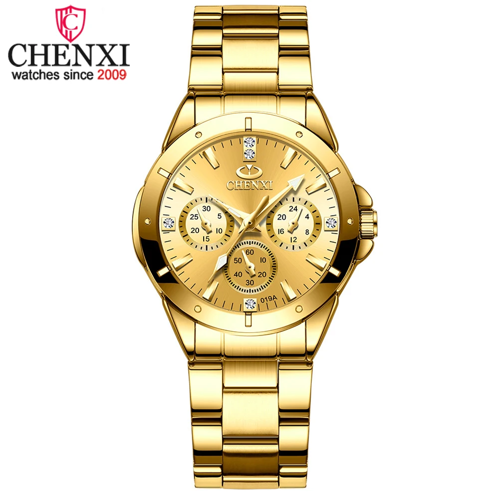 CHENXI Brand Fashion Gold Women Watch Ladies Watch Quartz Watches Luxury Clock Stainless Steel Waterproof Wrist Watches Female