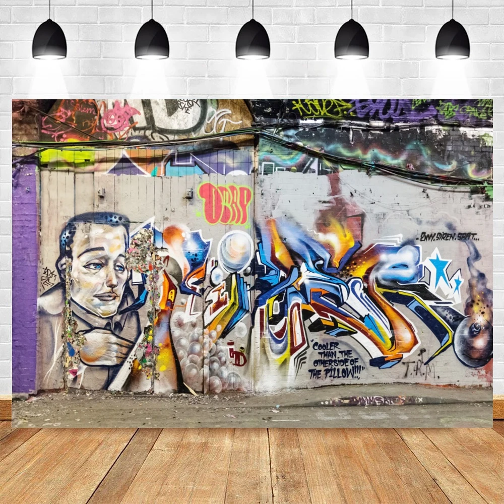 Urban Street Graffiti Wall Photography Backdrop Retro Abandon School Building Kids Adult Portrait Photo  Background Studio Props