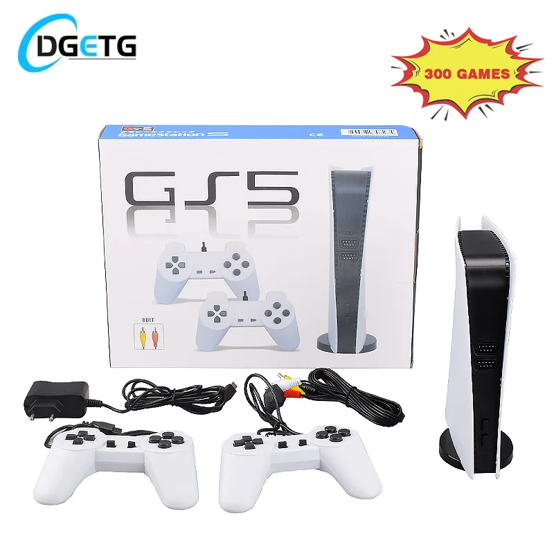 GS5 Video Game Console Game Station 5 With 300 Classic Games 8 Bit TV Consola Retro USB Wired Handheld Two Game Player AV Output