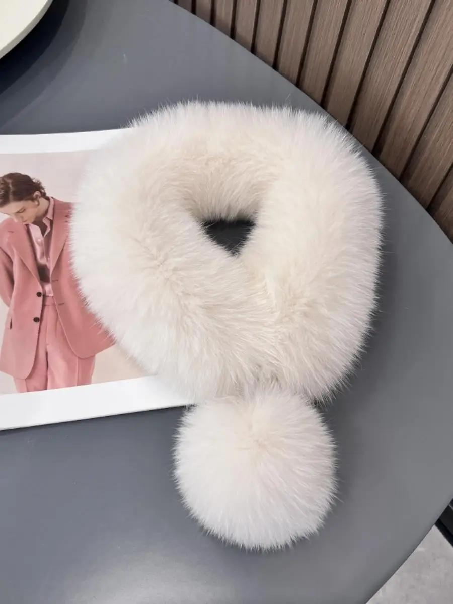 New Korean version of fox fur scarf women's winter big hairball double-sided scarf magnetic suction buckle real fur collar fur