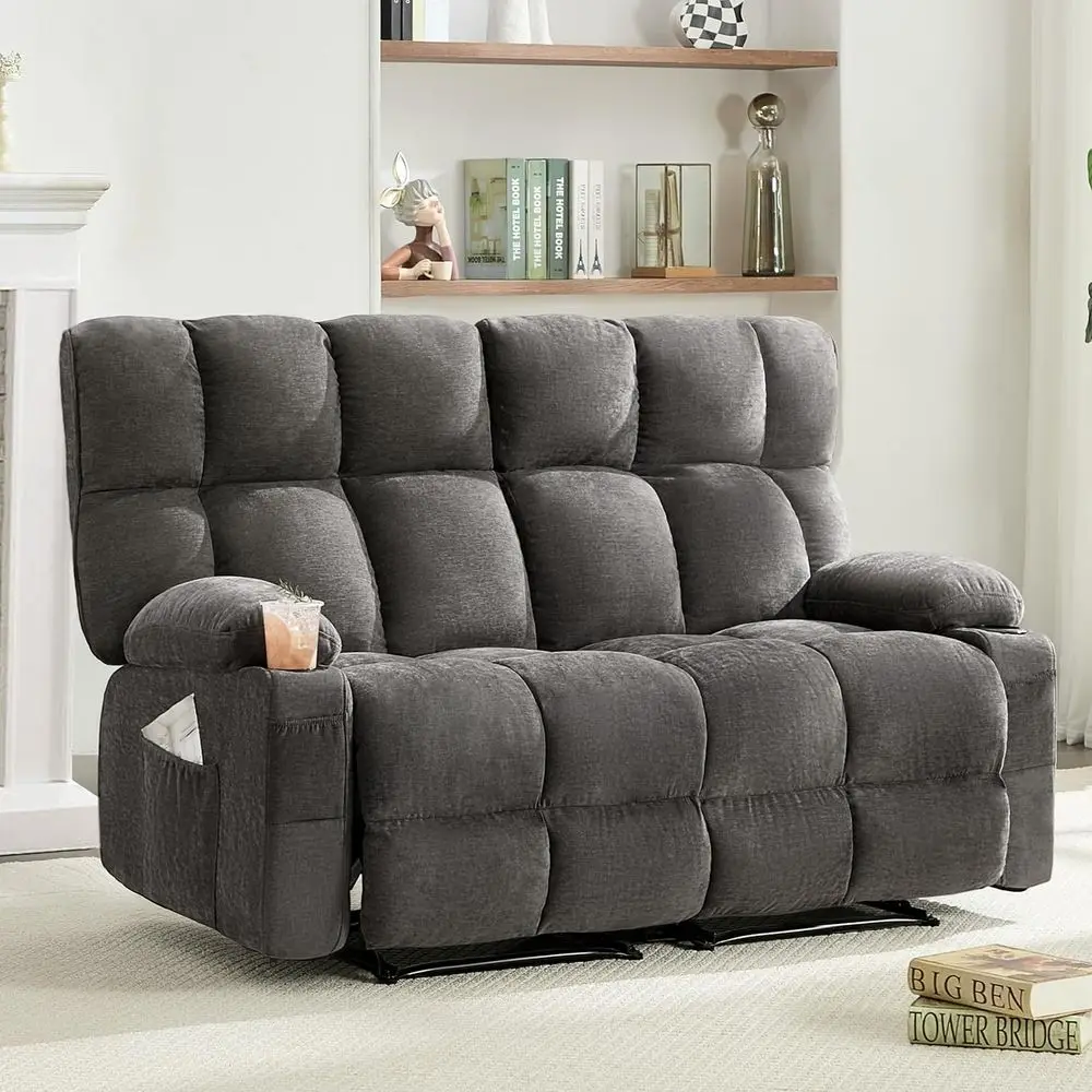Oversized Loveat Recliner Soa, Doule Recliner, ig LarReclining Soa with Cup Holders & Side kets, Traditional 2-ater Manual Recli