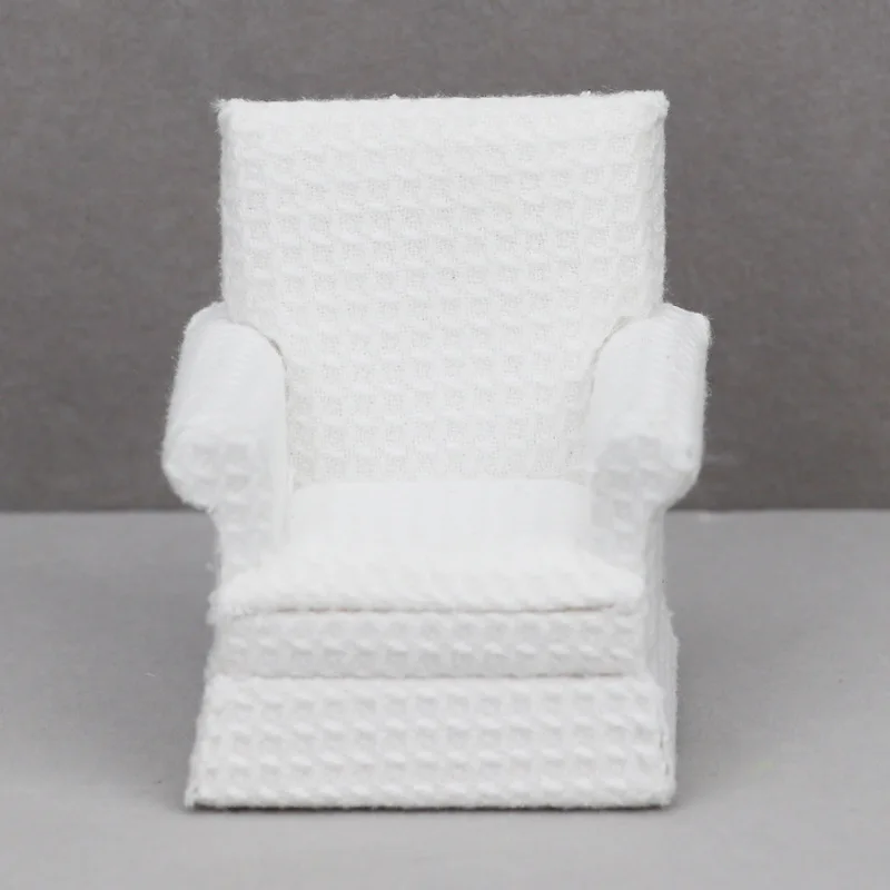 2 stks 1:12 Schaal Poppenhuis Miniatuur Meubels Witte Stof Bank met Kussen Leuke Simulatie Bank voor Poppenhuis Decor & Pretend