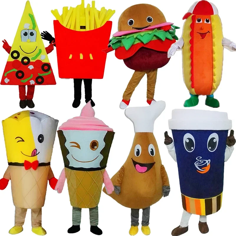 Costume de Mascotte Alimentaire Hamburger Frites, Rick Publicitaire, Habillage de Performance, Tenue d'Halloween, Cosplay, ixde Carnaval