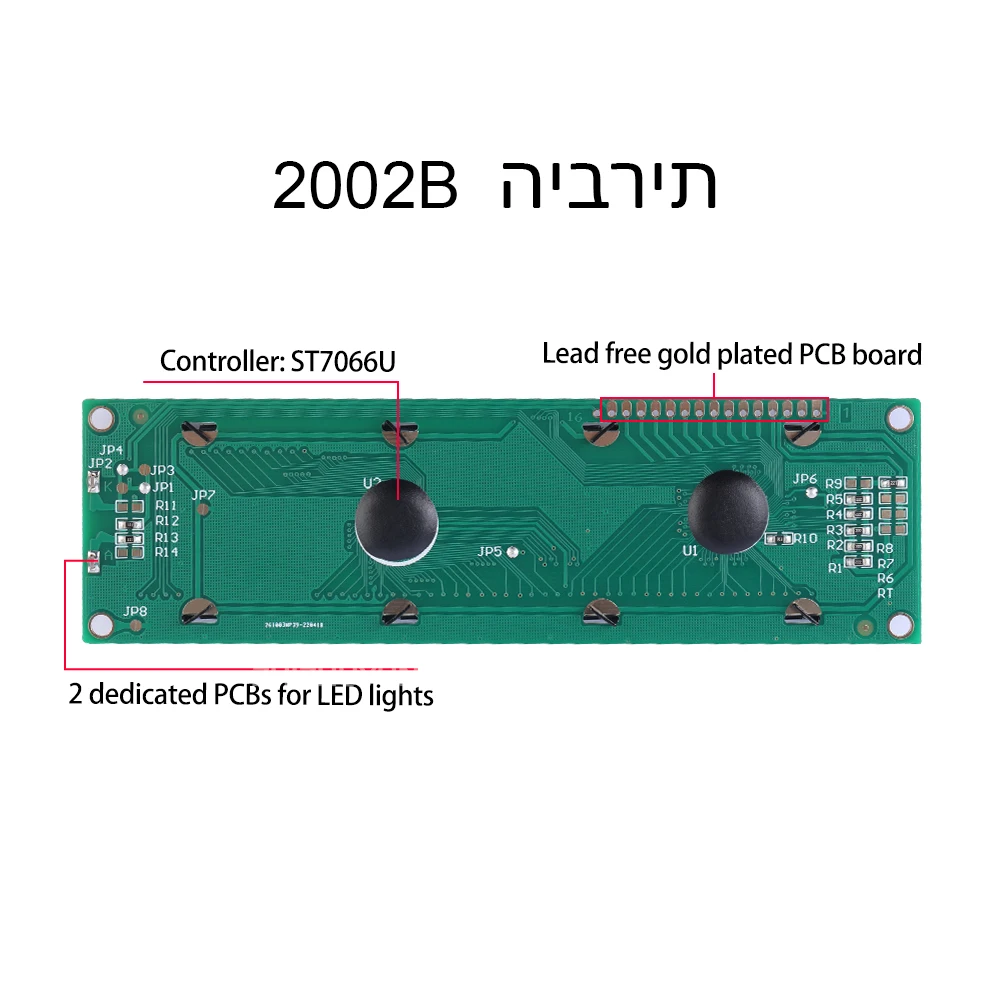 Quality Assurance LCD2002B Hebrew LCD Monitor Monochrome Blue Film ST7066U Controller 2.6-Inch LCD Screen