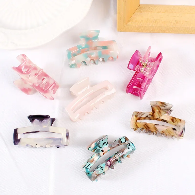 28 Colors Acetate Korean Style Hair Claw Hair Clips For Women Fashion Mini Hollow Geometric Children Hair Accessories Headwear