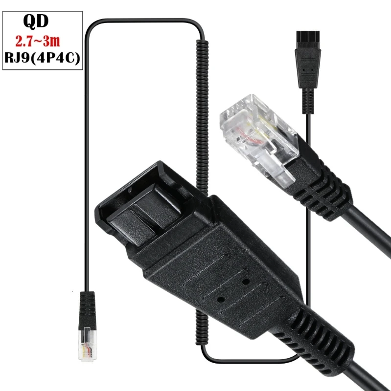 RJ9 to Cable for QD Headphone Quick Disconnect Headsets Cord for Avaya IP 1608 1616 9610 9620 9620L 9620C 9630 9630G