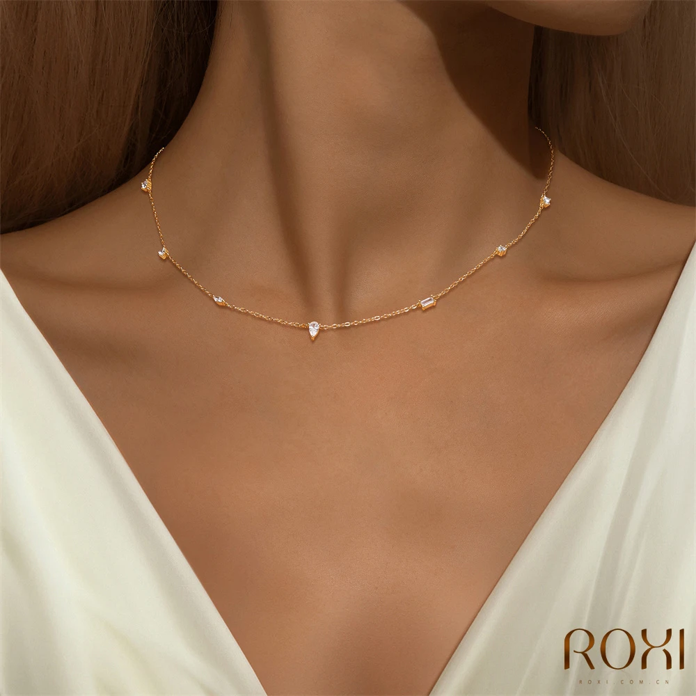 روكسي 925 لتقوم بها بنفسك تصميم تتحرك السحر الاسترليني قلادة فضية الوجه سلسلة قلادة مشبك قفل النساء مجوهرات الخطوبة هدايا #3