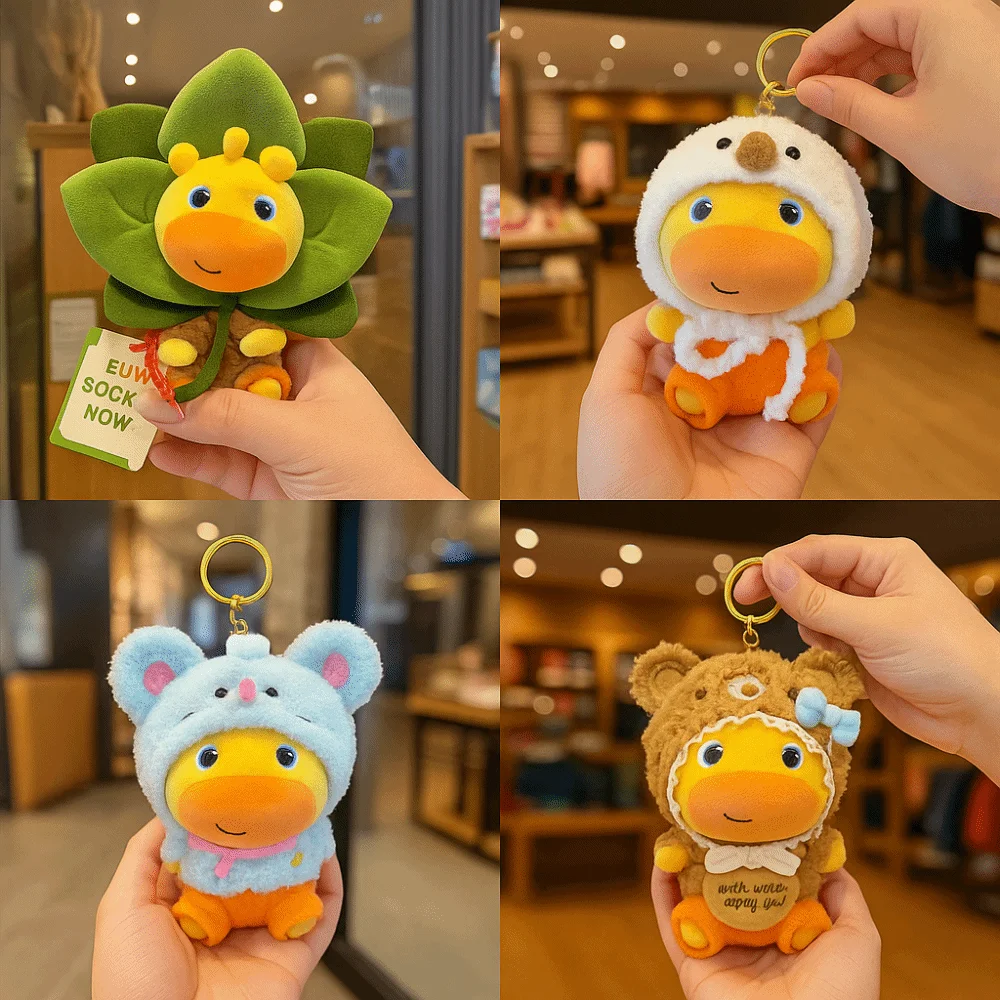 Funny Cartoon Capybara Capybara Lulu Soft Fluffy Pendant Keychain Dress Up Bag Pendant Charms Gift