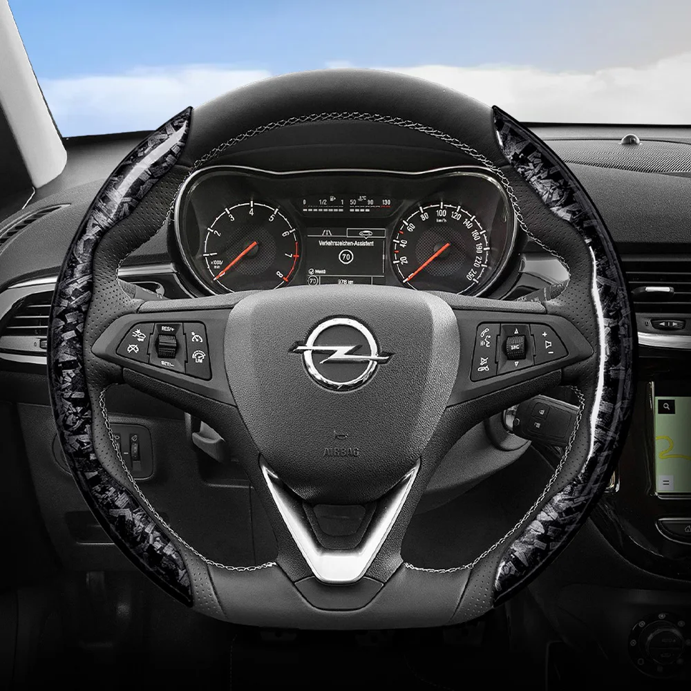 Suitable for Opel Nappa Leather Car Steering Wheel Cover with Anti-Slip Breathable Holes for Corsa, Mokka, Astra, Grandland, Combo, Zafira, Electric, Frontera, Rocks, Electric, Vivaro, Movano, Black Accessories