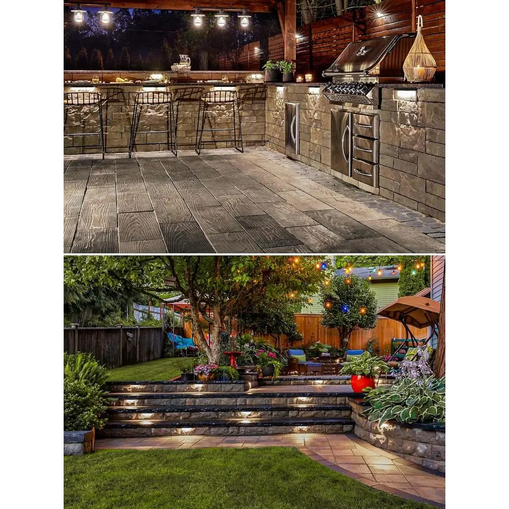 7 مصابيح LED صلبة، 12 فولت خارجية مقاومة للماء، 3000 كلفن أبيض ناعم، 12 عبوة مع موصلات #4