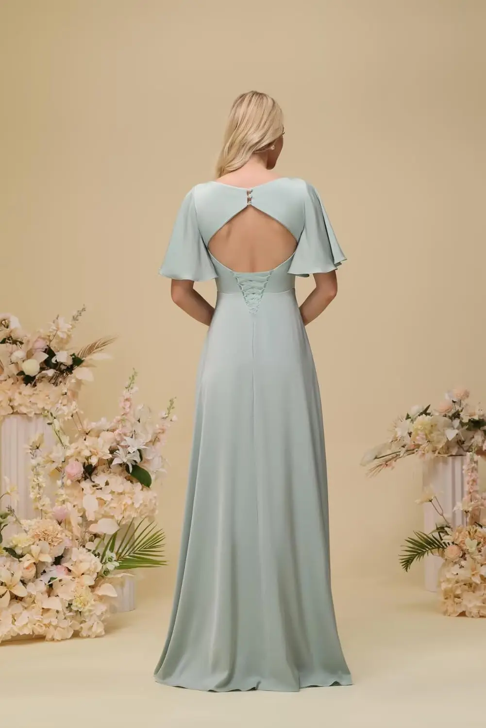 Свадебная вечеринка, шифоновое платье подружки невесты с короткими рукавами для женщин, элегантное макси-платье с разрезом и длинным вырезом, вечернее коктейльное платье