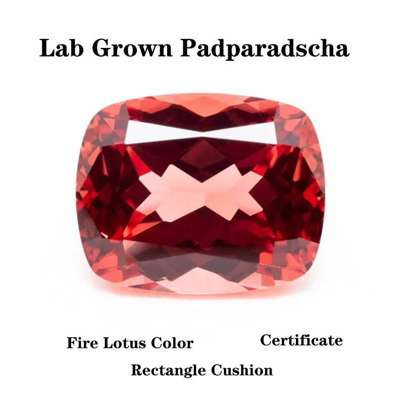 

Lab Grown Padparadscha Rectangular Cushion Shape Fire Lotus VVS1 DIY Charms Ring Necklace Earrings Main Materials Certificate