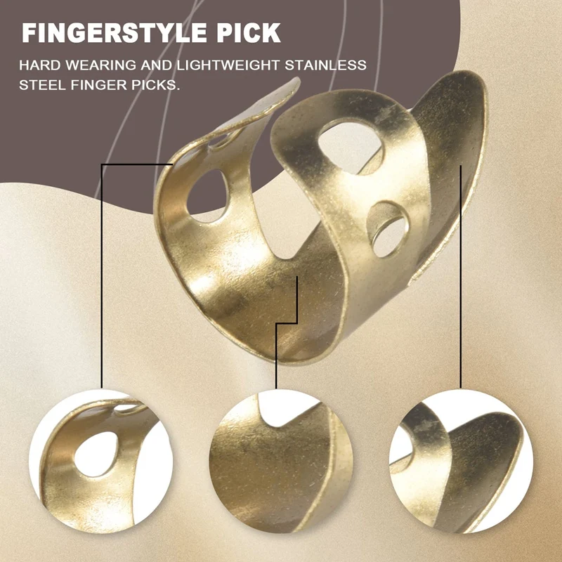 M16K-Guitar Finger Picks 3 Index Fingers + 1 Thumb Adjustable Metal Banjo Fingerstyle Pick Finger Protector