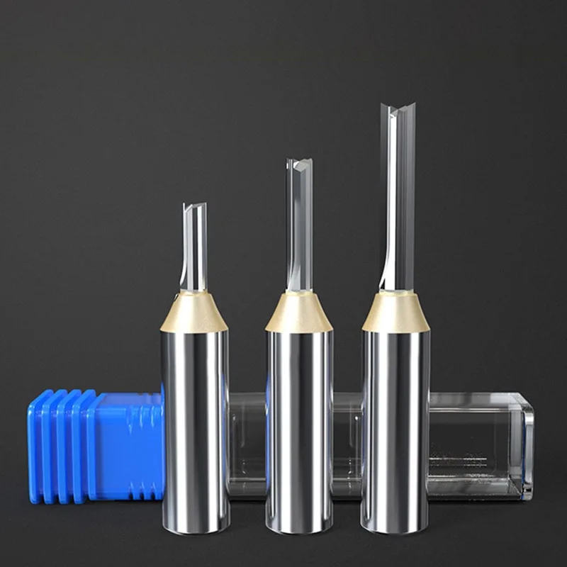 1/2" Shank 12.7mm TCT Straight Router Bit 5 6 8 10mm Woodworking Carving 2 Flute Milling Cutter Wood Engraving Carbide CNC Bits