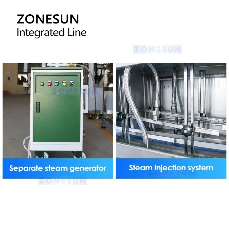 ZONESUN ZS-STB150R Automatic Bottle Filling Line Capping Shrink Sleeve Machine  Label Applicator Essential Oil Packaging