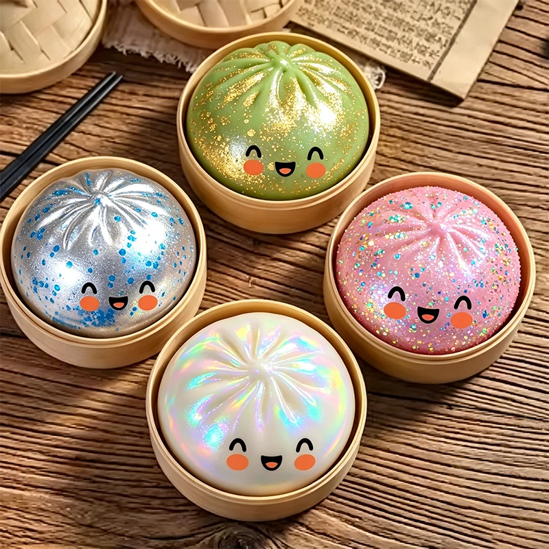 Simulation Steamed Dumpling Squeezable Toys Sparkling Multicolor Non-toxic Soft Relieve Stress and Emotions Sensory Calming Toy