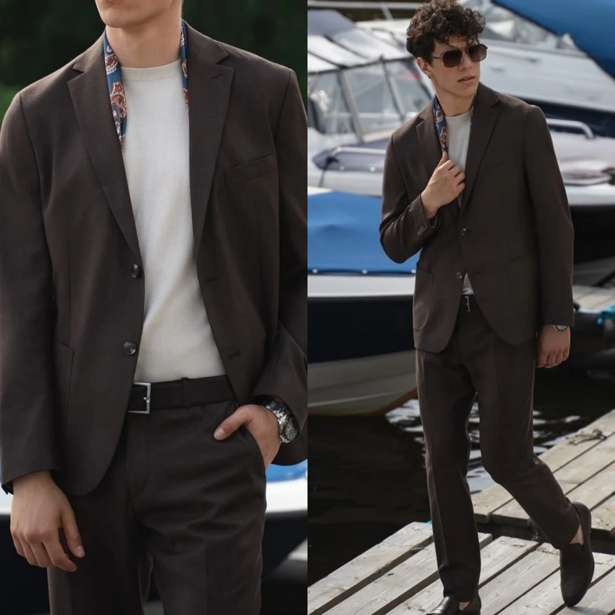 

Mens Brown 2 Piece Suit For Old Money Casual Smart Office Wedding Groom Customized