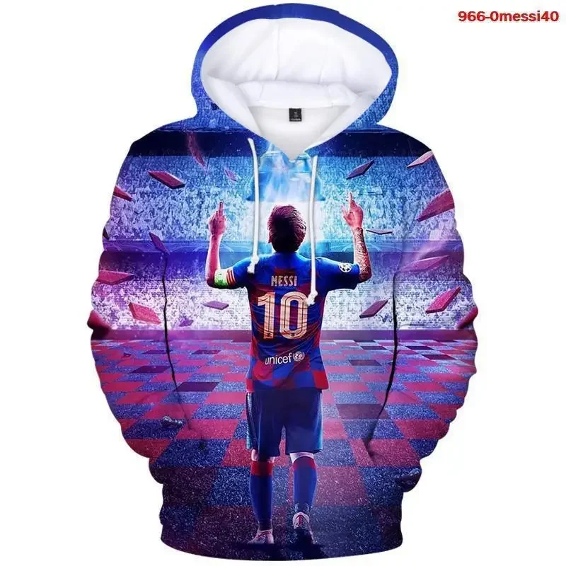 Autumn Men Messi Football Hoodie Children Pullover Adult Kids Casual Hooded Clothing Boys Girls Fashion Top Coat with Hat