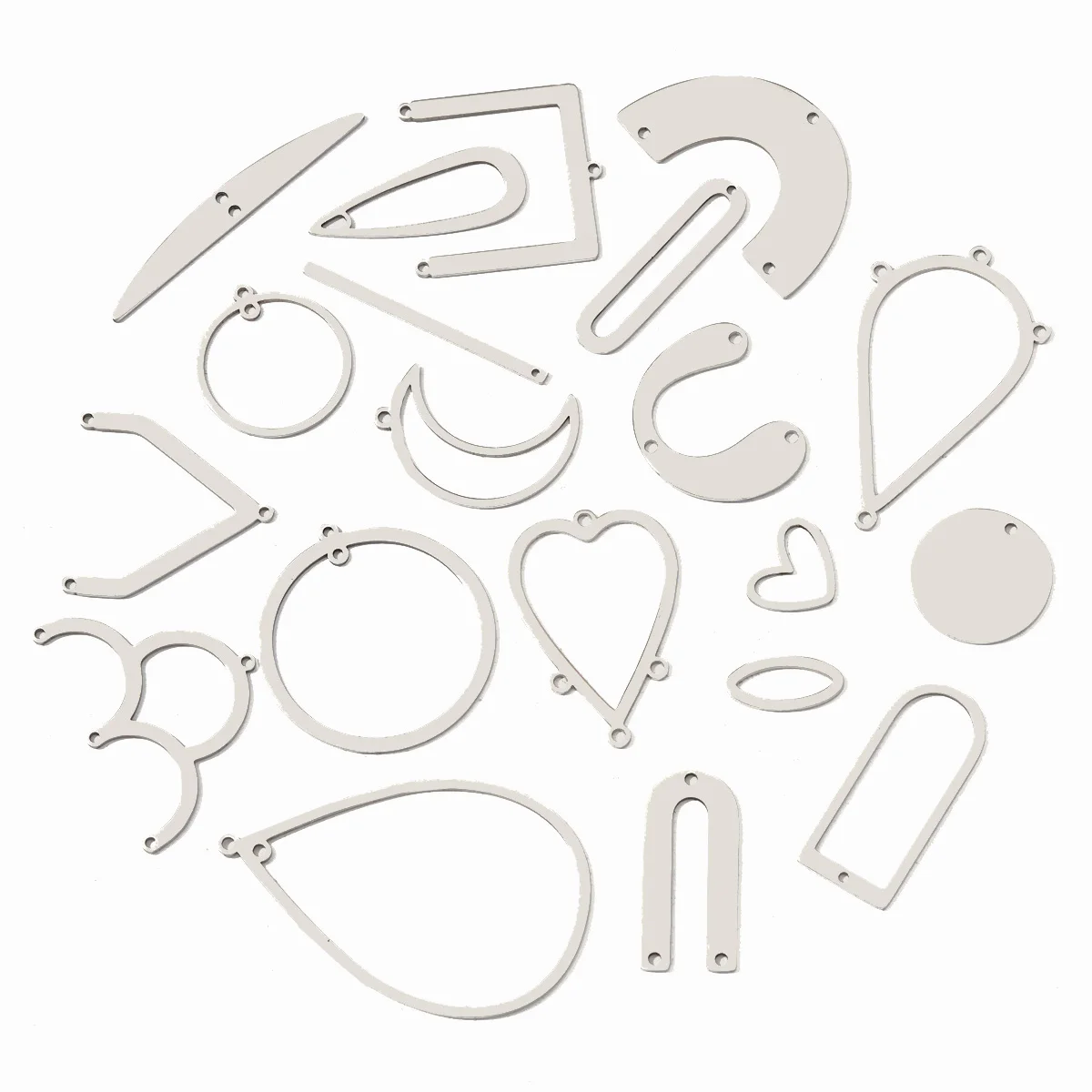 10pcs/Lot Stainless Steel Circle Heart DIY Charms Moon Spider Web Necklace Pendant Woman Geometric Jewelry Finding Wholesale