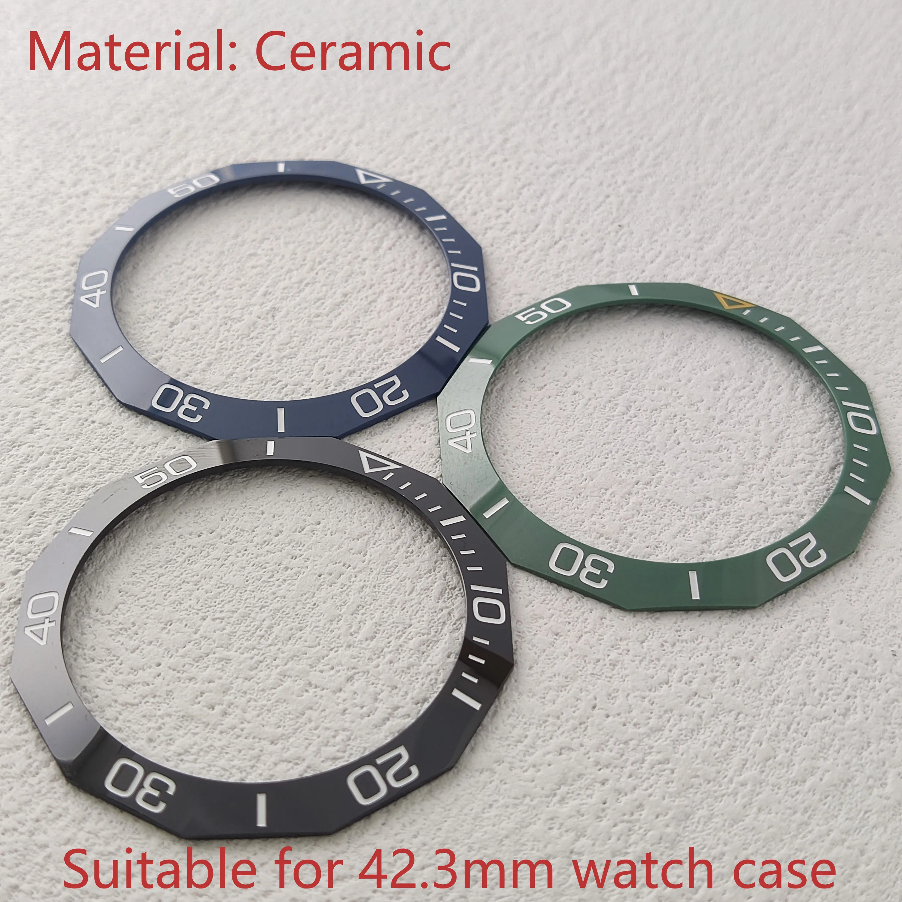 green Luminous watch bezel insert Suitable for 42.3mm watch case bezel Ceramic aluminum bezel insert module watch accessories