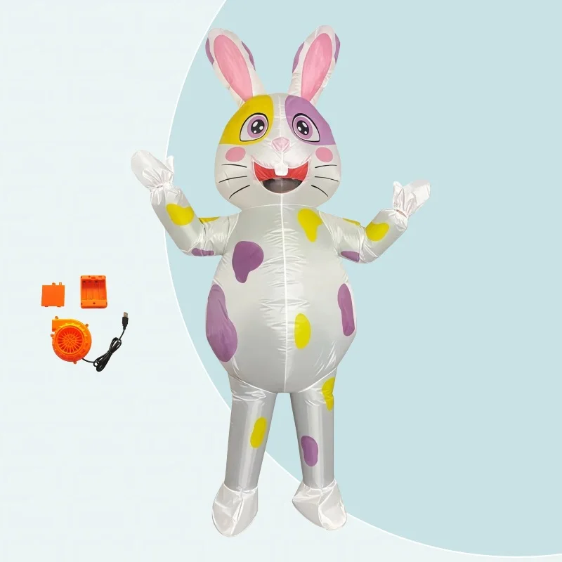Easter Bunny Inflatable Costumes Cartoon Animal Blow Up Clothes Halloween Party Cosplay Costume Funny Performance Props