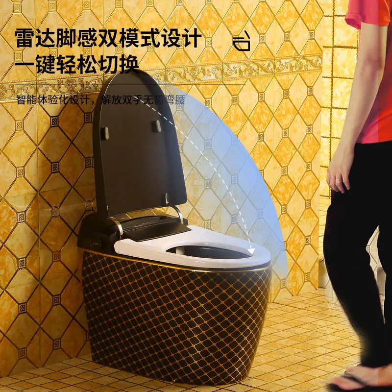 

black and gold smart toilet induction integrated color smart bathroom