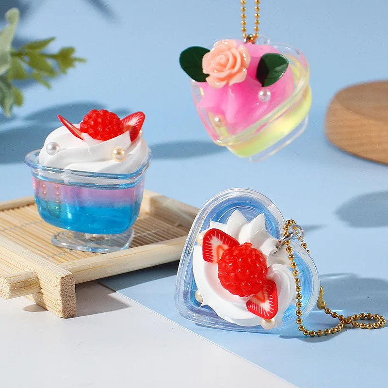 

Mini Cream Cake Fruit Ice Cream Model Dessert Kitchen Scene Simulation Dollhouse Food Play House Keychain Home Decor Decorations