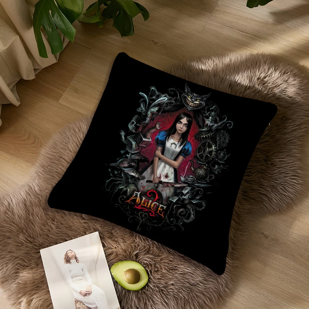 Classic Game A-Alice Madness Returns Pillow Case Sofa Living Room Bedroom Headboard Backrest Cushion Square Cushion Nap Time