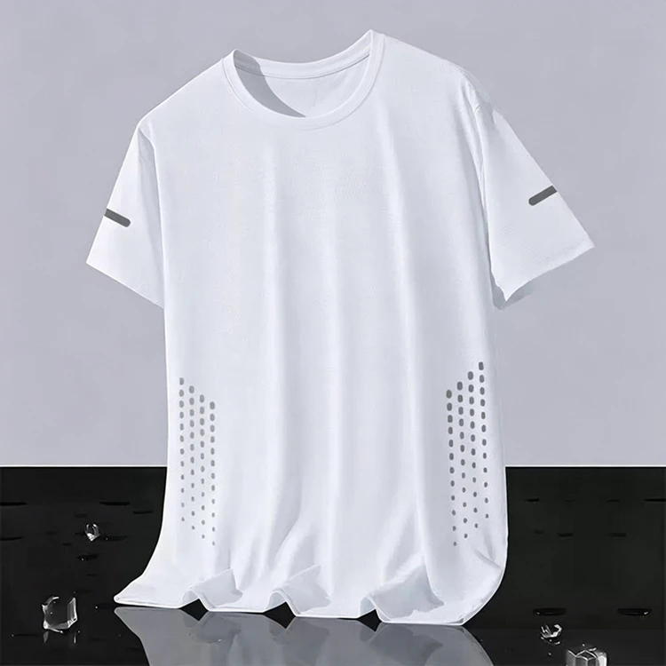 Neue Ice Silk Laufshirts für Herren, lockeres Kurzarm-Oberteil, Basketball-Gym-Sportbekleidung für Männer, Fitness-Workout, atmungsaktives Mesh-T-Shirt – Detail 23