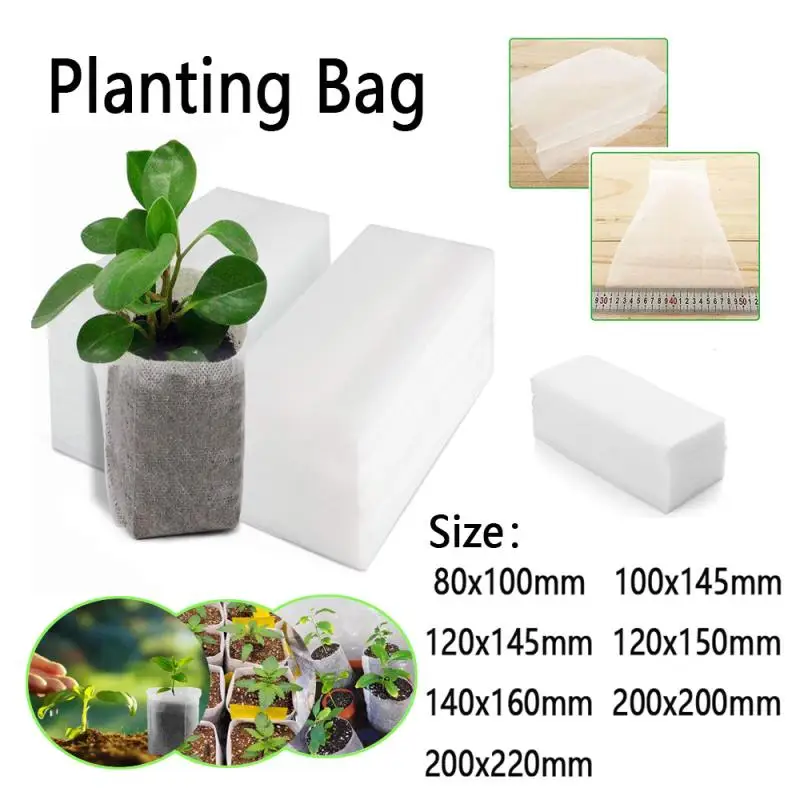 

25~100Pcs Biodegradable Nursery Bag Plant Grow Bags Non-woven Fabric Sedes To Sow Flower Pots For Home Garden Accessories Tools