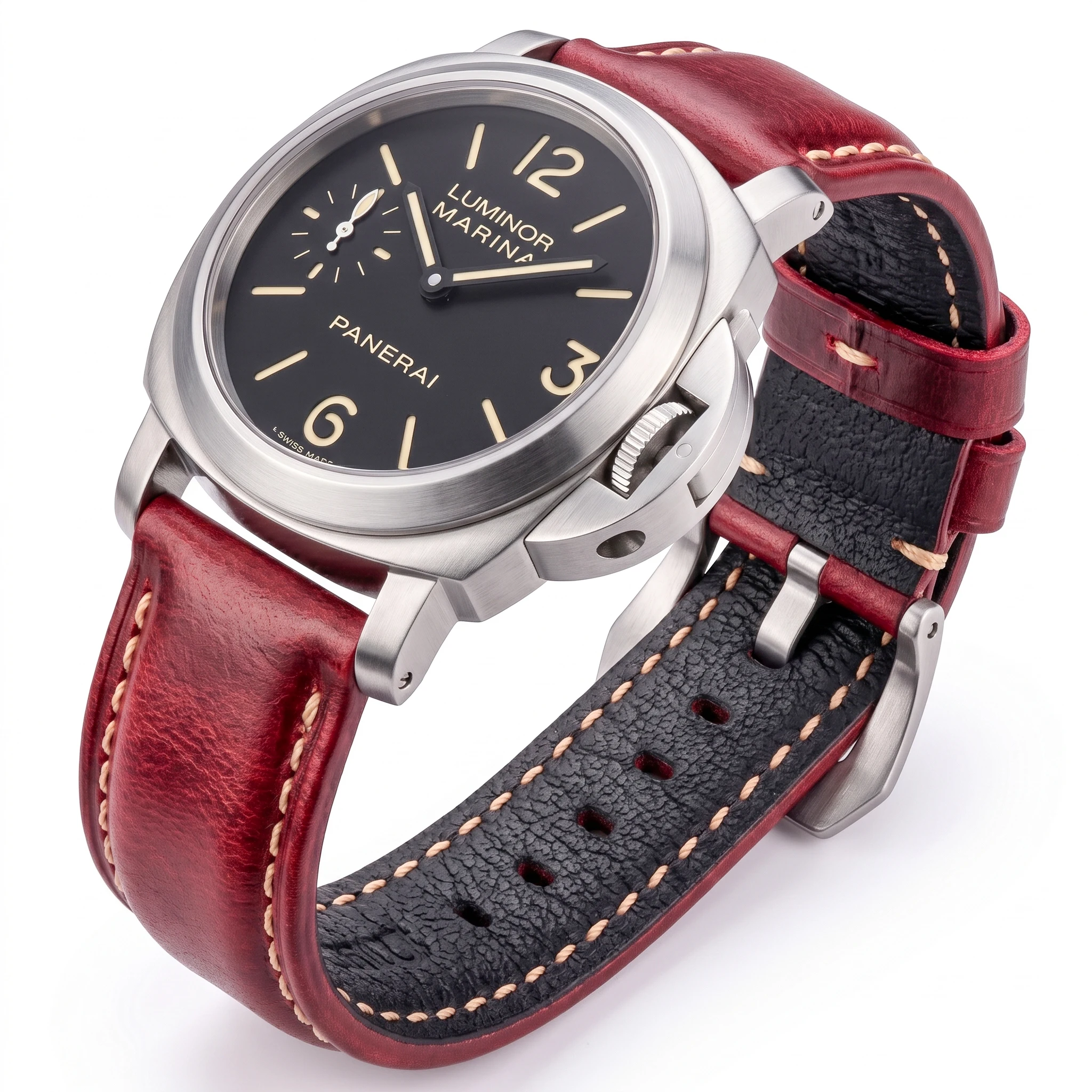 Hochwertiges Ölwachs-Leder-Uhrenarmband 20mm 22mm 24mm 26mm Dickes Uhrenarmband für Panerai Pre V Schnalle Herren Vintage Rindsleder