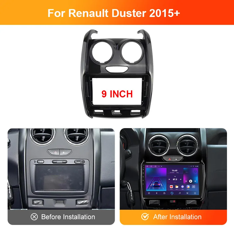Picture 5: For RENAULT DUSTER 2012-2018 9/10.1 inch Car Radio Android MP5 Player Casing Panel Frame Fascia Stereo Dash Cover