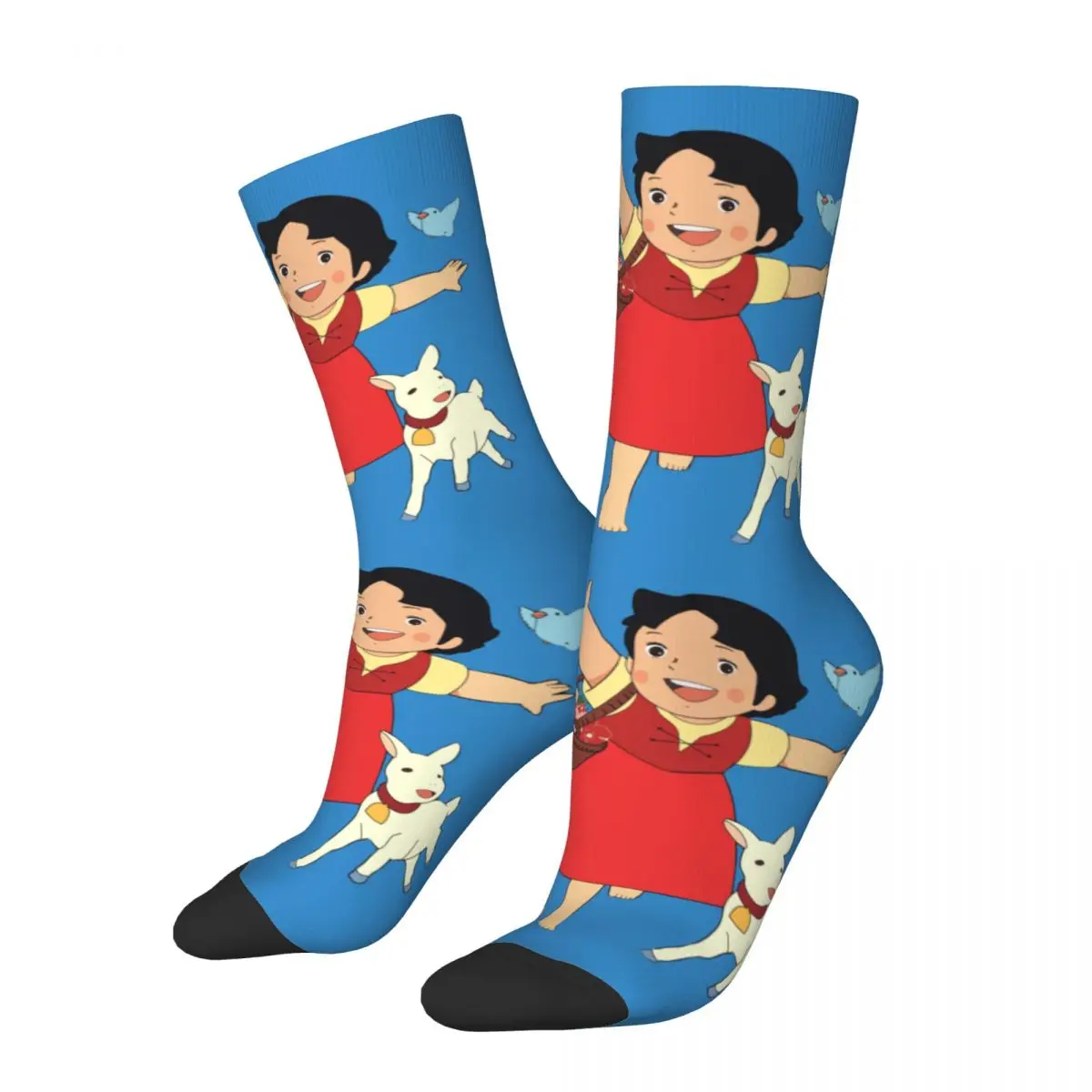 Casual Heidi The Girl From The Alps Basketball Socks Goat Anime Polyester Long Socks for Unisex Breathable