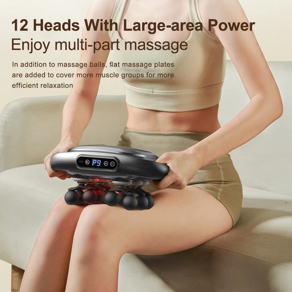 12 Head Fascia Gun Muscle Massager Deep Tissue Massage Waist Back Muscle Relaxation Vibrator Body Relax Multi-Head Massage Gun