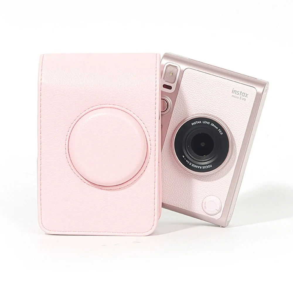 PU Leather Crossbody With Adjustable Strap Waterproof Pink For Fujifilm Instax Mini EVO Camera Case Compact Storage Bag