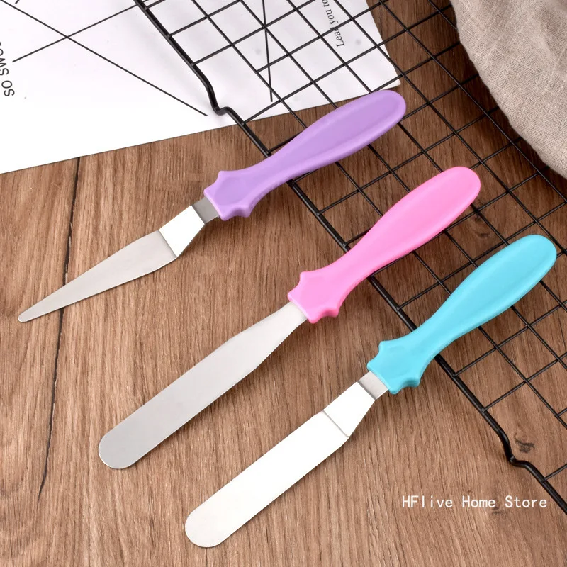 3pc/set Small Cranked Angled Spatula Palette Knife Stainless Steel Butter Cake Cream Knife Spatula Fondant Tools