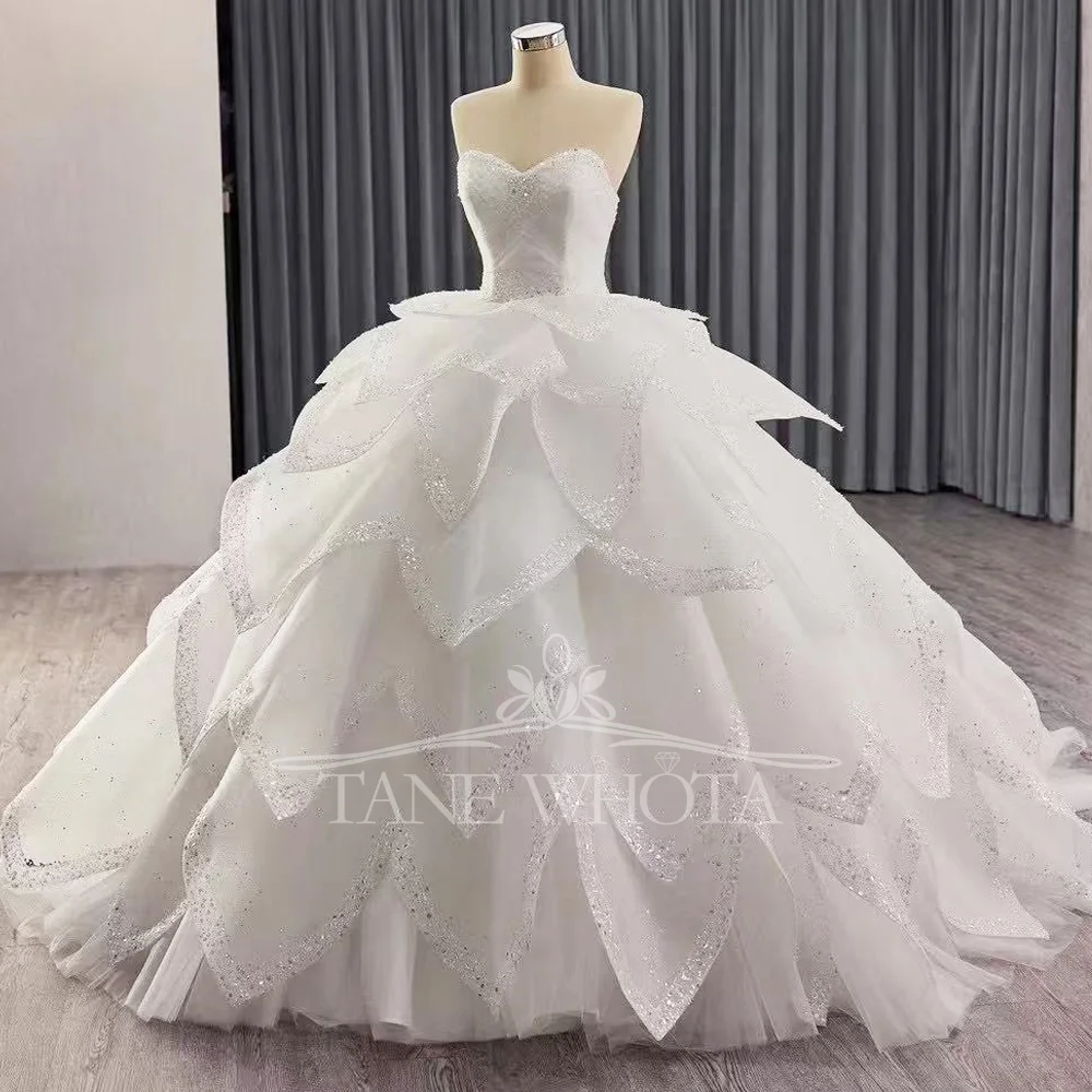 공주 스타일 연인 민소매 웨딩 드레스 레이스 업 뒤에 분리형 스커트 스팽글 맞춤형 2025 Robe De Mariée