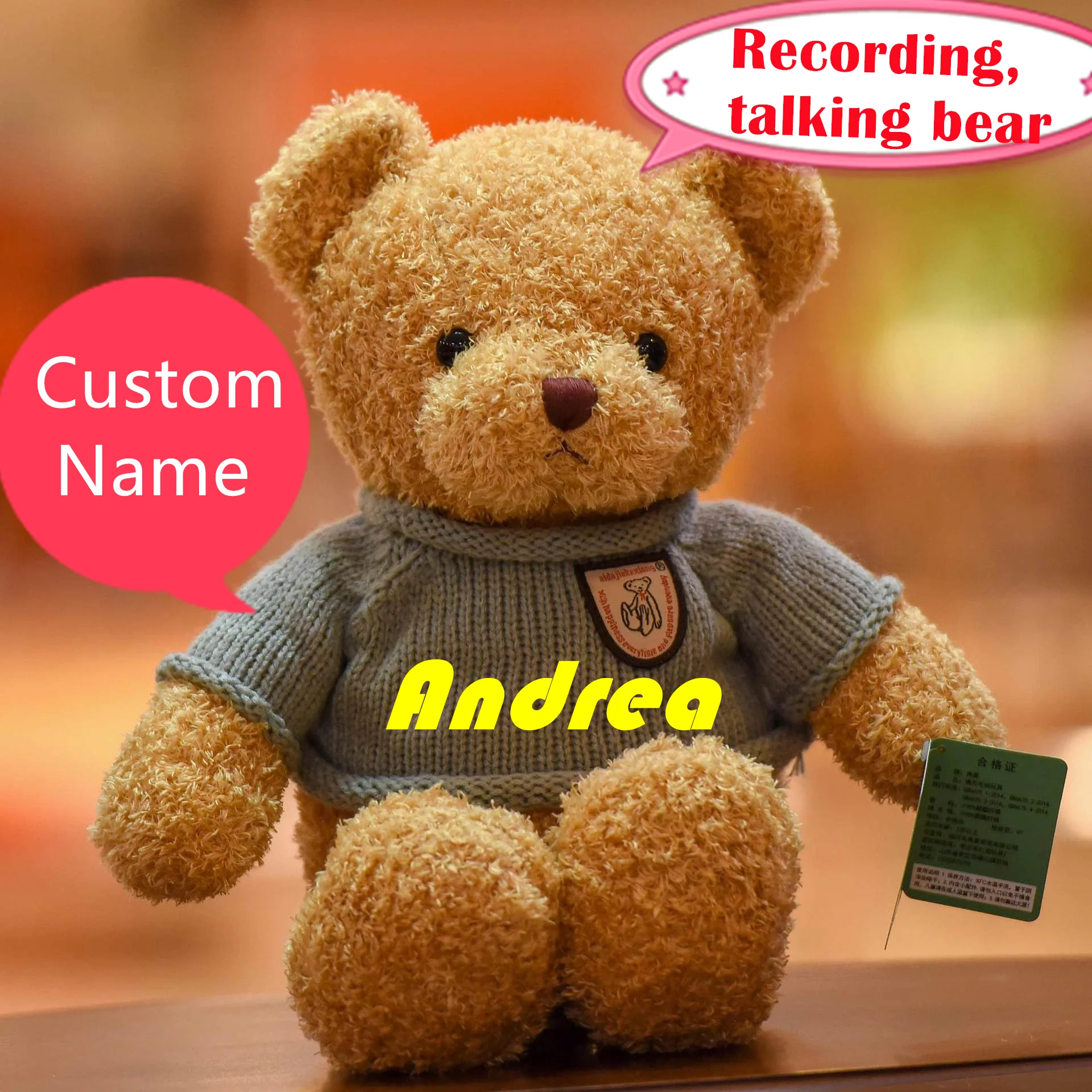 

Customizable Recording Teddy Bear Plush Toy Talking Doll Cute Hugging Bear Doll Girl Gift