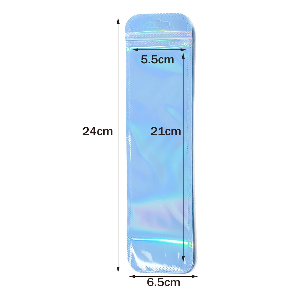 50 stücke Lange Holographische Verpackung Taschen Ziplock Laser Seal Beutel Für Party Nagel Wimpern Bevorzugung Lebensmittel Lagerung Schmuck Display Versorgung