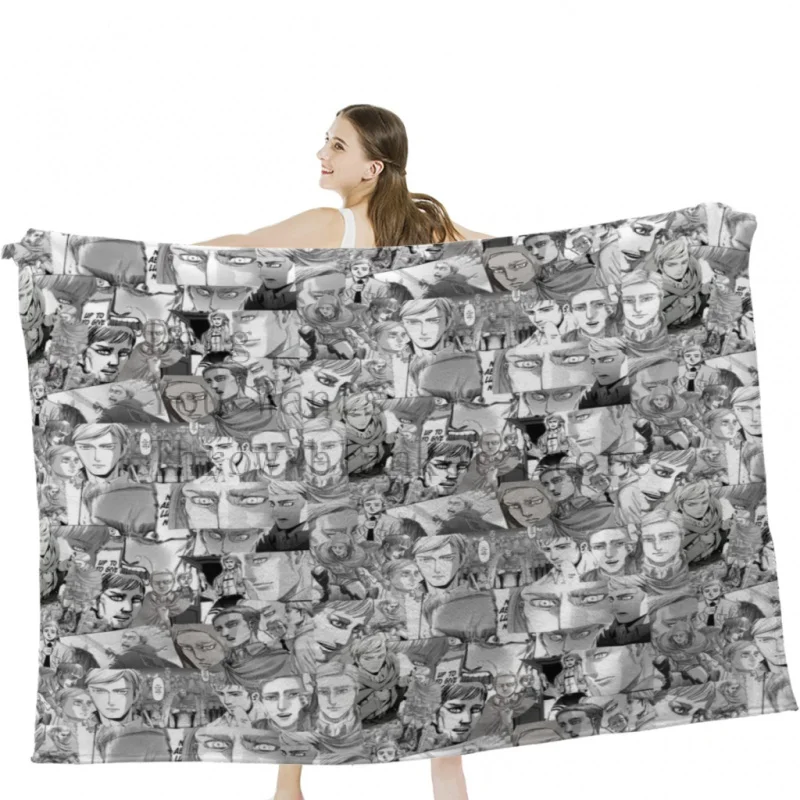 Erwin Smith Manga Panels Throw Blankets Soft Velvet Blanket Camping Bedding Blanket Cold Cinema or Travel