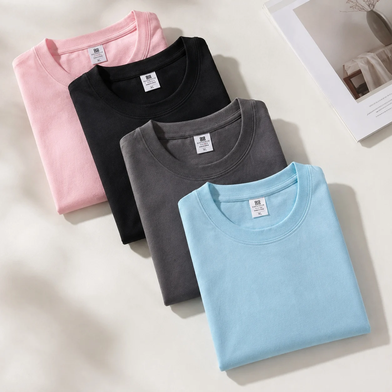 Women's 100% Cotton Tee Summer Lightweight Soft Breathable Crew Neck Short Sleeve Minimal Casual Solid Comfortable Daily T Shirt